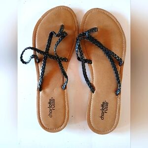 🌞🌸Summer Sale🌺🌼Charlotte Russe Tan and Black Braided Sandals
